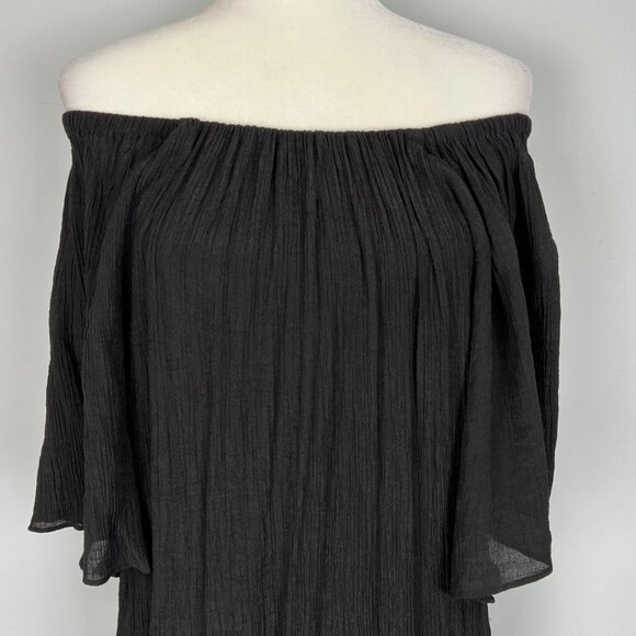 T Bags Los Angeles Women Black Gauze Short Sleeve Dress Flutter Sleeves size XS - Picture 7 of 10